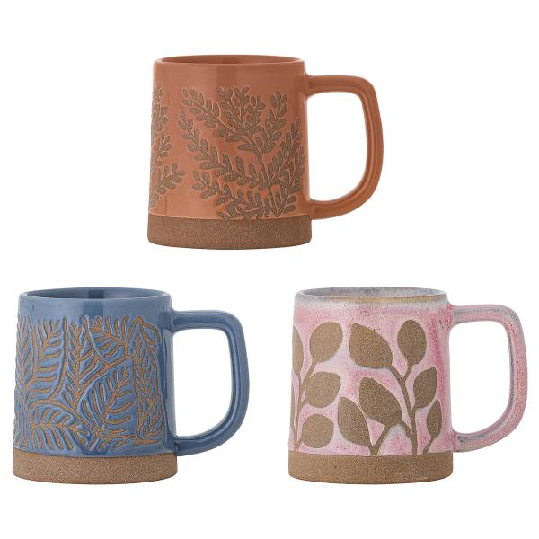 Tassen-Set Kayce 3-teilig Steingut - Blau