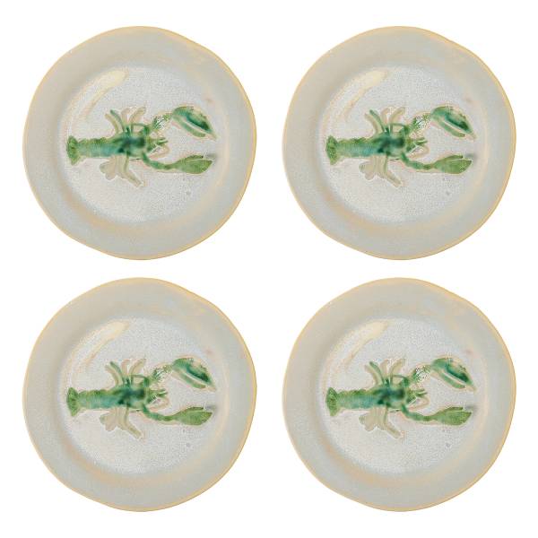 Teller-Set Hadden Hummer 4-teilig Steingut - Grün