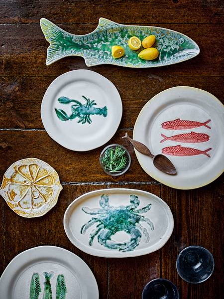 Teller-Set Hadden Hummer 4-teilig Steingut - Grün