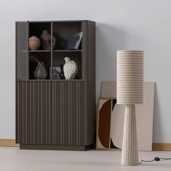 Houten vitrinekast Nova truffelbruin