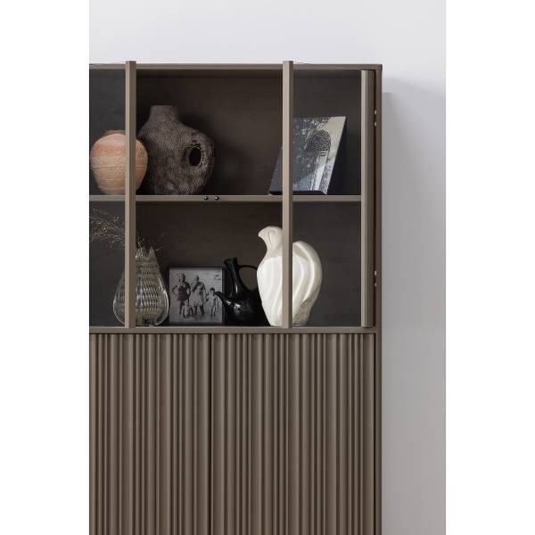 Houten vitrinekast Nova truffelbruin