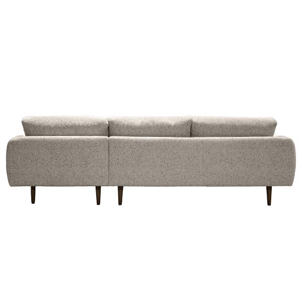 Ecksofa SENEDO mit Longchair Strukturstoff Purna: Creme - Schwarz - Longchair davorstehend rechts