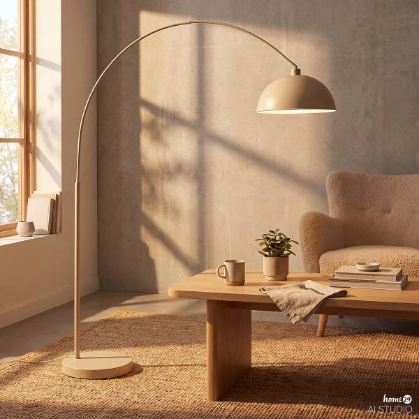 Bogenleuchte ELARA Eisen - 1-flammig - Beige