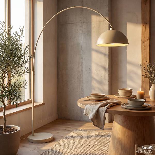 Bogenleuchte ELARA Eisen - 1-flammig - Beige