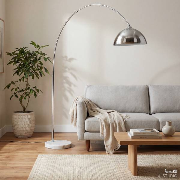 Bogenleuchte ELARA Eisen / Marmor - 1-flammig - Silber