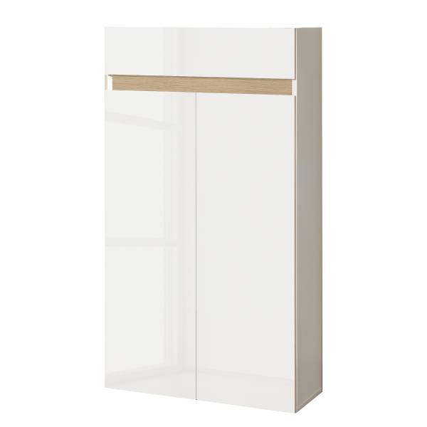 Commode à chaussures Rainbow avec tiroir Blanc laqué / revêtement chêne Lindberg - Largeur : 63 cm