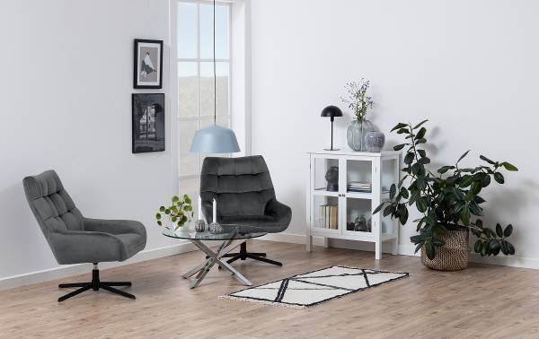 Loungesessel Arpora Samt Vilda: Dunkelgrau