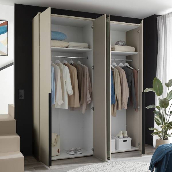 Drehtürenschrank Espinares Kaschmir - Breite: 180 cm - Mit Spiegeltür/-en