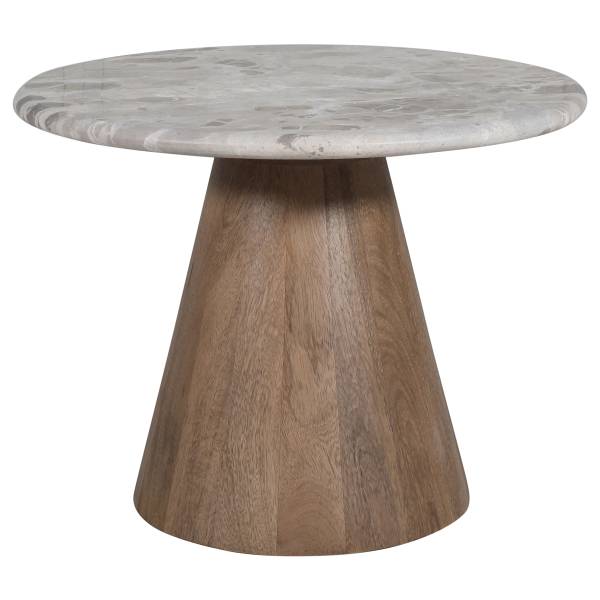 Tavolino da salotto ODIM Marmo marrone / Mango - Diametro: 50 cm