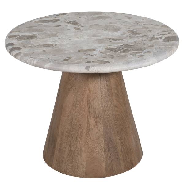 Tavolino da salotto ODIM Marmo marrone / Mango - Diametro: 50 cm
