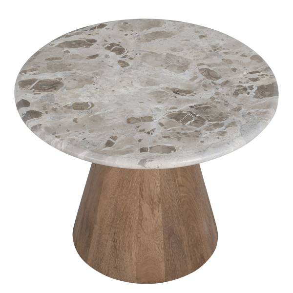 Tavolino da salotto ODIM Marmo marrone / Mango - Diametro: 50 cm