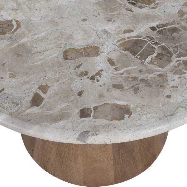 Tavolino da salotto ODIM Marmo marrone / Mango - Diametro: 50 cm