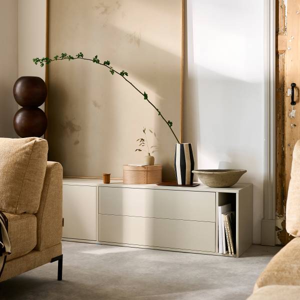 Houten tv-meubel Settle Down beige - Breedte: 200 cm
