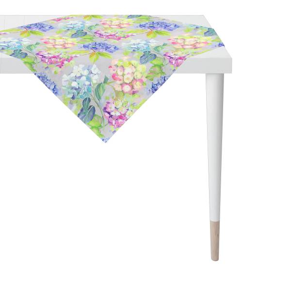 Tischdecke 3108 Baumwollstoff - Grau / Mauve / Grün - 88 x 88 cm