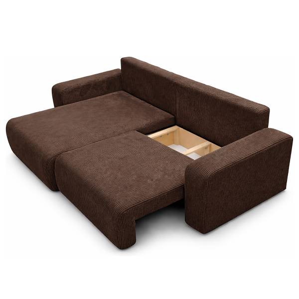 Ecksofa DANO mit Schlaffunktion Typ B Cordstoff Poppy: Schokobraun