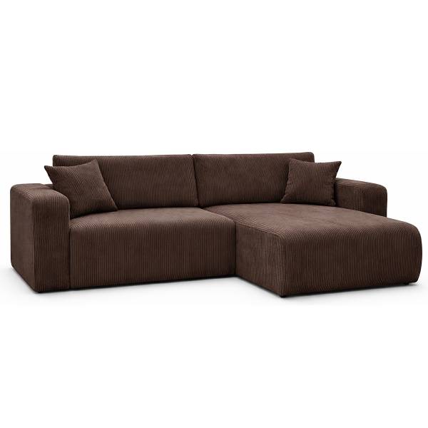 Ecksofa DANO mit Schlaffunktion Typ B Cordstoff Poppy: Schokobraun