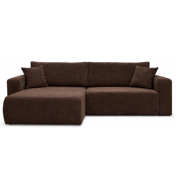 Ecksofa DANO mit Schlaffunktion Typ B Cordstoff Poppy: Schokobraun