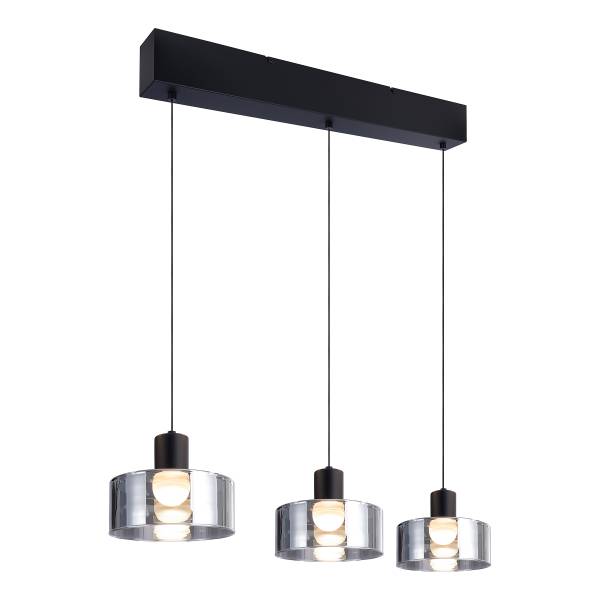 Höhenverstellbare Pendelleuchte BREON Farbglas / Eisen - 3-flammig - Comfort Lift