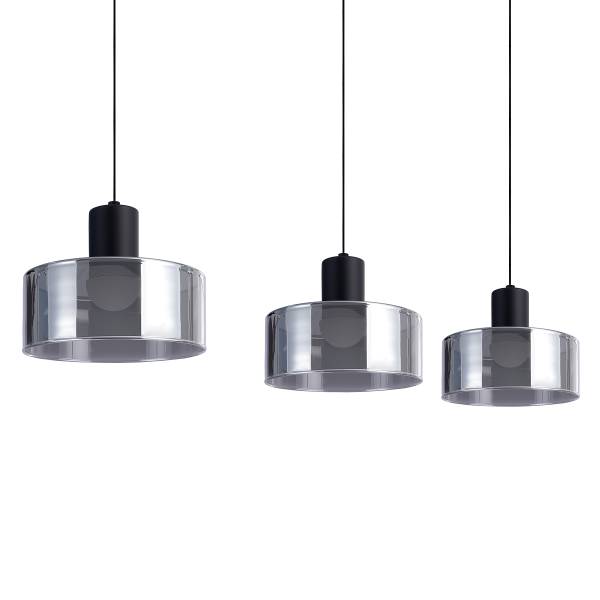 Höhenverstellbare Pendelleuchte BREON Farbglas / Eisen - 3-flammig - Comfort Lift