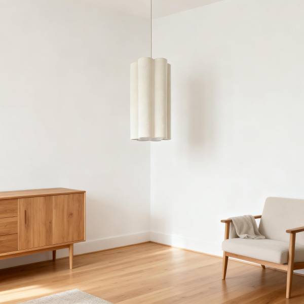 Suspension Cirel petit Lin / Fer - 1 flamme