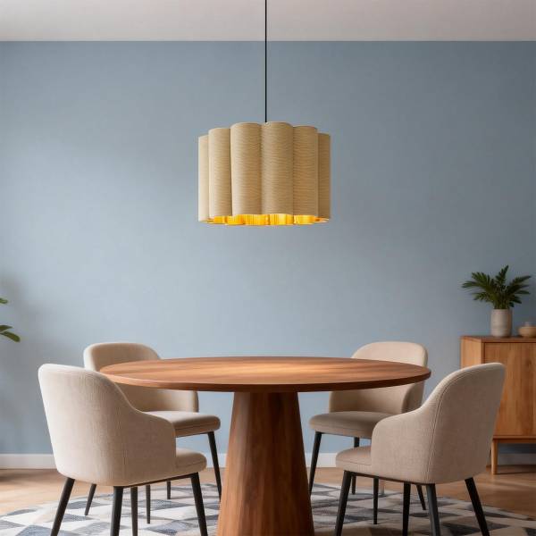 Pendelleuchte CIREL Samt / Eisen - 1-flammig - Beige