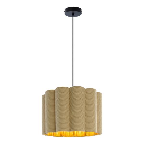Pendelleuchte CIREL Samt / Eisen - 1-flammig - Beige