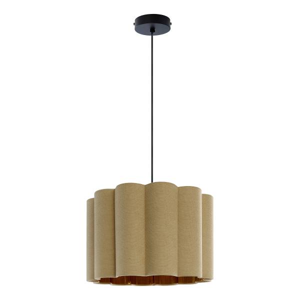 Pendelleuchte CIREL Samt / Eisen - 1-flammig - Beige