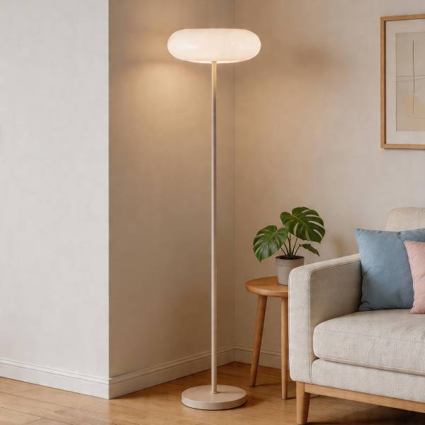 Vloerlamp Quenta melkglas/ijzer - 3-lichts