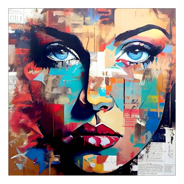 Glasbild Colorful Woman Portrait Typ A Klarglas - Mehrfarbig