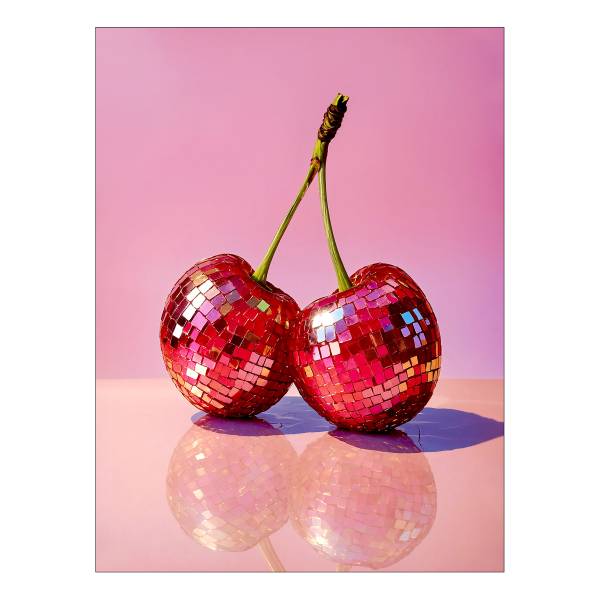 Quadro di vetro Glitter Cherry Vetro - Pink