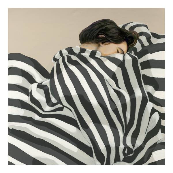 Glasbild Striped Woman Klarglas - Mehrfarbig