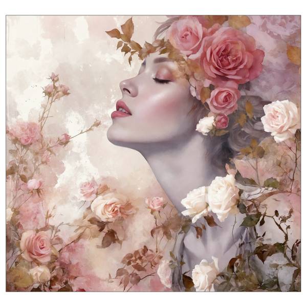 Glasbild Flowers On Her Head Typ B Klarglas - Mehrfarbig