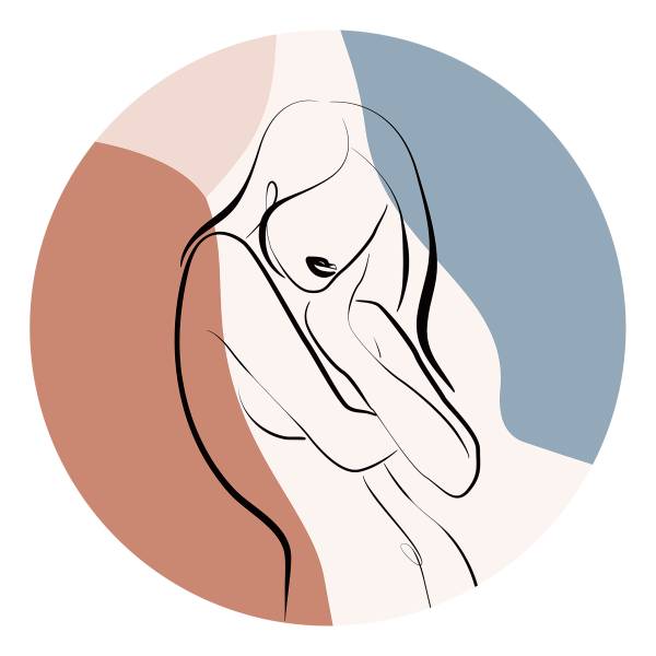 Quadro di vetro Line Art Woman B Vetro - Multicolore