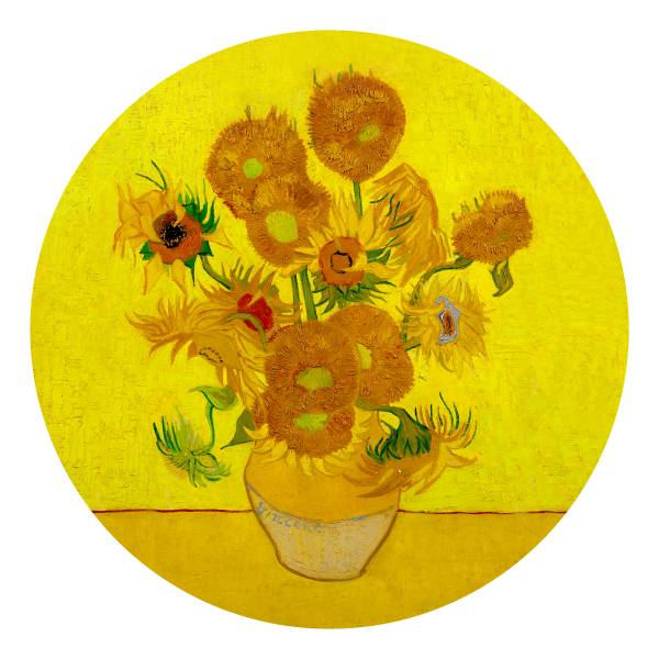 Glasbild Van Gogh Sunflowers Klarglas - Braun / Gelb