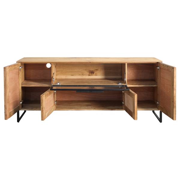 Beleuchtetes Sideboard Cugi Eiche massiv / Metall - Eiche / Schwarz