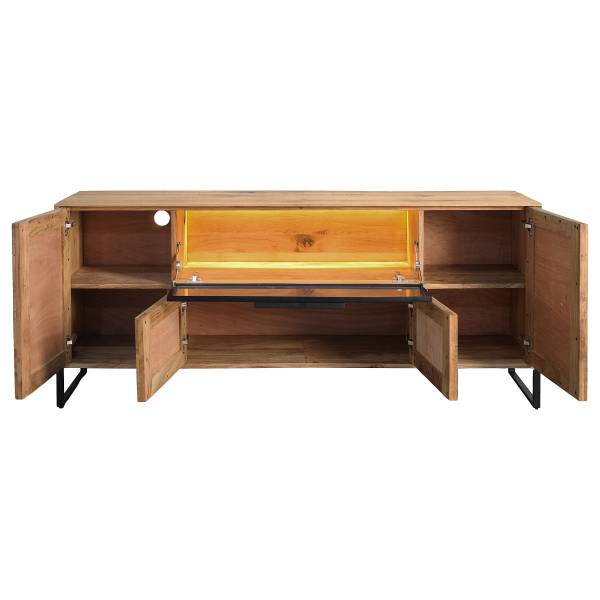 Beleuchtetes Sideboard Cugi Eiche massiv / Metall - Eiche / Schwarz