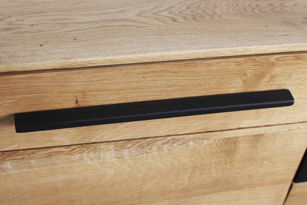 Beleuchtetes Sideboard Cugi Eiche massiv / Metall - Eiche / Schwarz