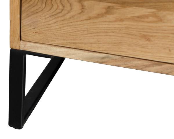 Beleuchtetes Sideboard Cugi Eiche massiv / Metall - Eiche / Schwarz