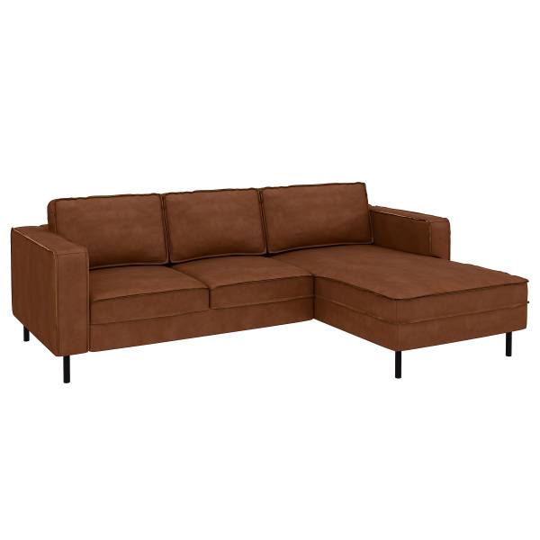 Ecksofa DOGGA mit opt. Schlaffunktion Kunstleder Crispina: Braun - Schlaffunktion - Bettkasten