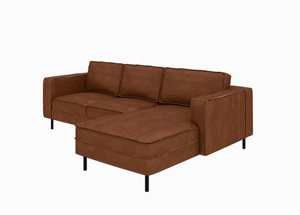 Ecksofa DOGGA mit opt. Schlaffunktion Kunstleder Crispina: Braun - Schlaffunktion - Bettkasten