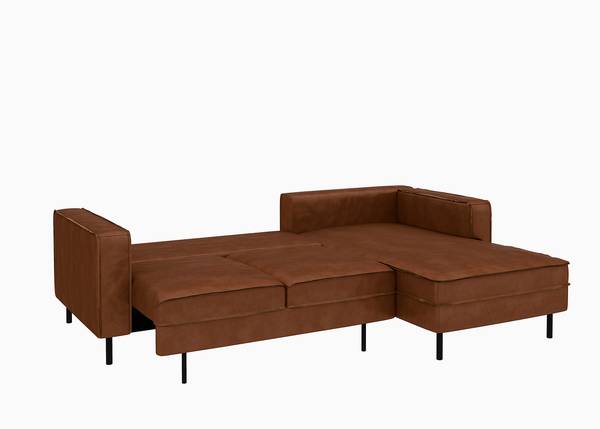Ecksofa DOGGA mit opt. Schlaffunktion Kunstleder Crispina: Braun - Schlaffunktion - Bettkasten