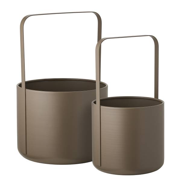 Lot de cache-pots Henan Acier - Marron