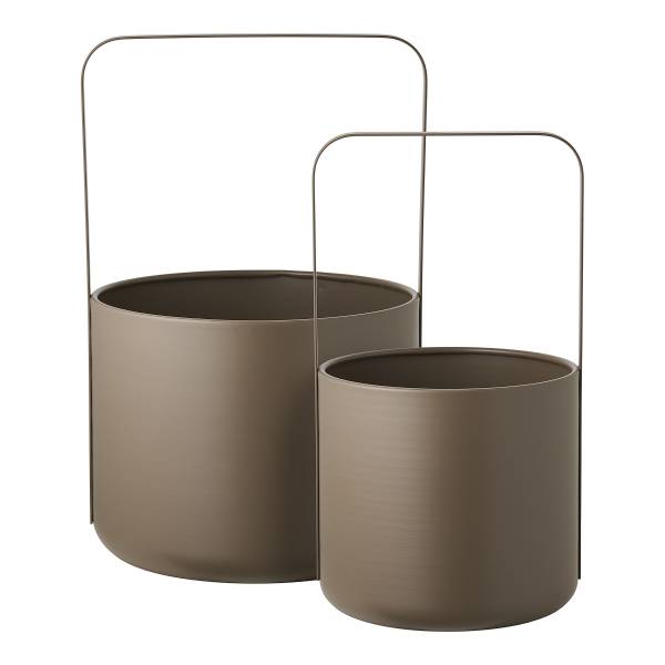 Lot de cache-pots Henan Acier - Marron