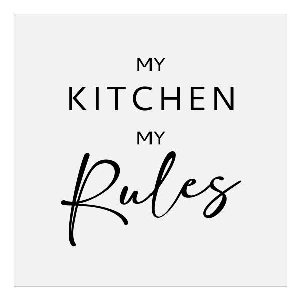 Glasbild My Kitchen Rules Klarglas - Schwarz / Weiß