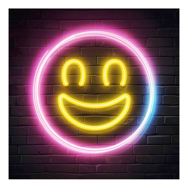 Glasbild Neon Smile Klarglas - Multicolor