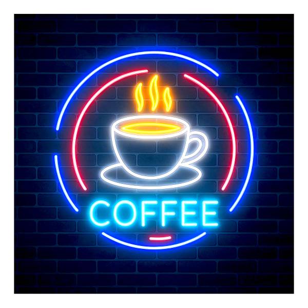 Quadro di vetro Neon Coffee Vetro - Multicolore
