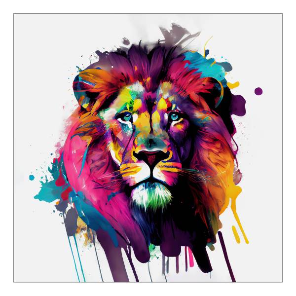 Glasbild Colorful Lion Head Typ D Klarglas - Multicolor - 20 x 20 cm