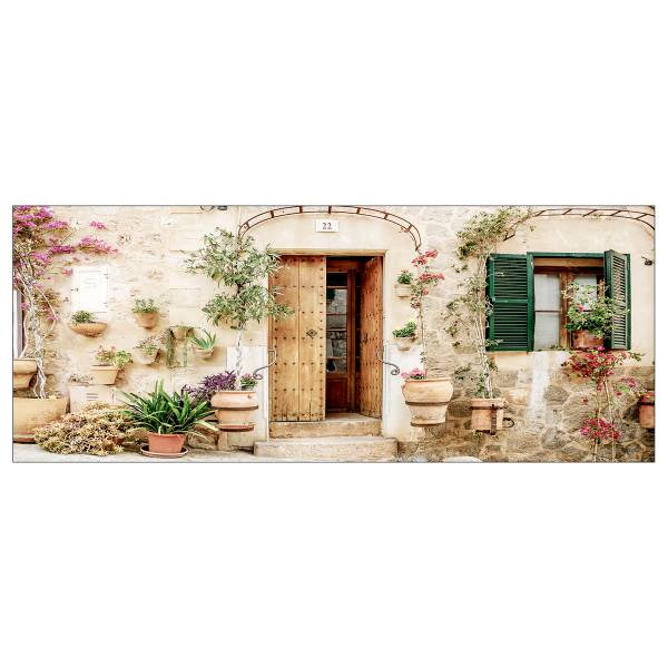 Quadro di vetro Mediterranean House B Vetro - Multicolore - 80 x 30 cm