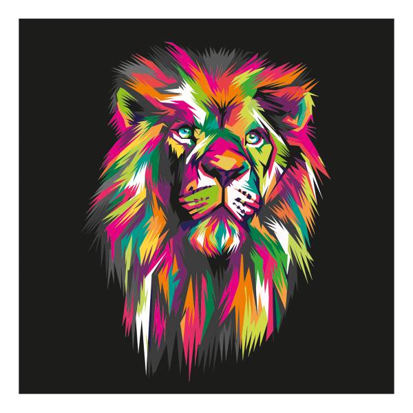 Quadro di vetro Colorful Lion Head A Vetro - Multicolore