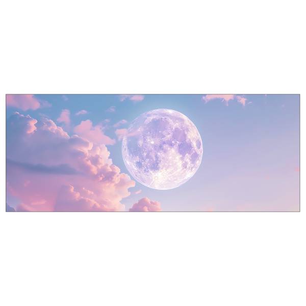 Glazen afbeelding Moon In Pink Clouds transparant glas - blauw/roze